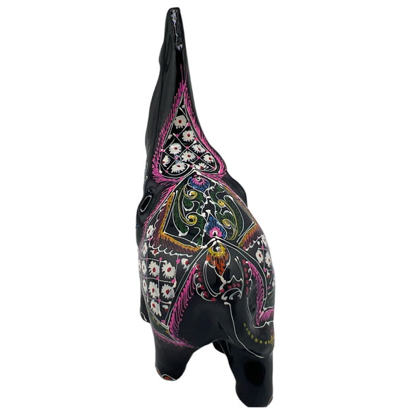 Small Black‎ Colorful Elephant Vintage Vivid Bold  Wood - Picture 2 of 8